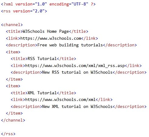 A code example for a valid RSS file